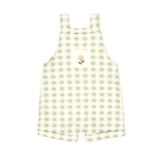 Set Body Bobo + Overall Perla Flores / Cuadros Verde