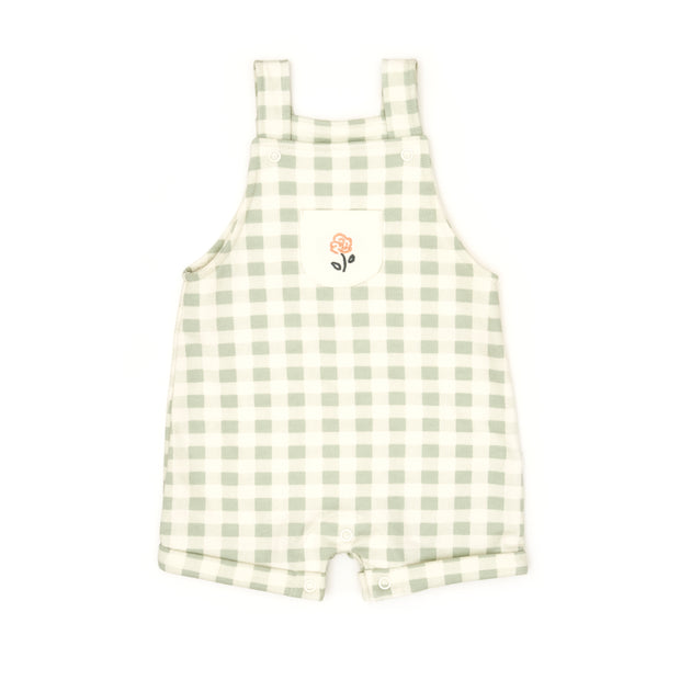 Set Body Bobo + Overall Perla Flores / Cuadros Verde