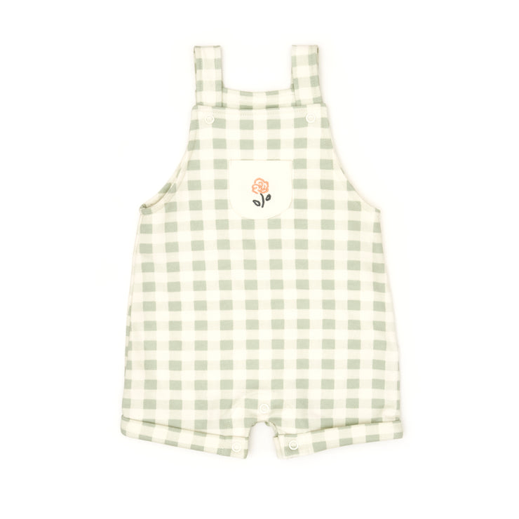 Set Body Bobo + Overall Perla Flores / Cuadros Verde