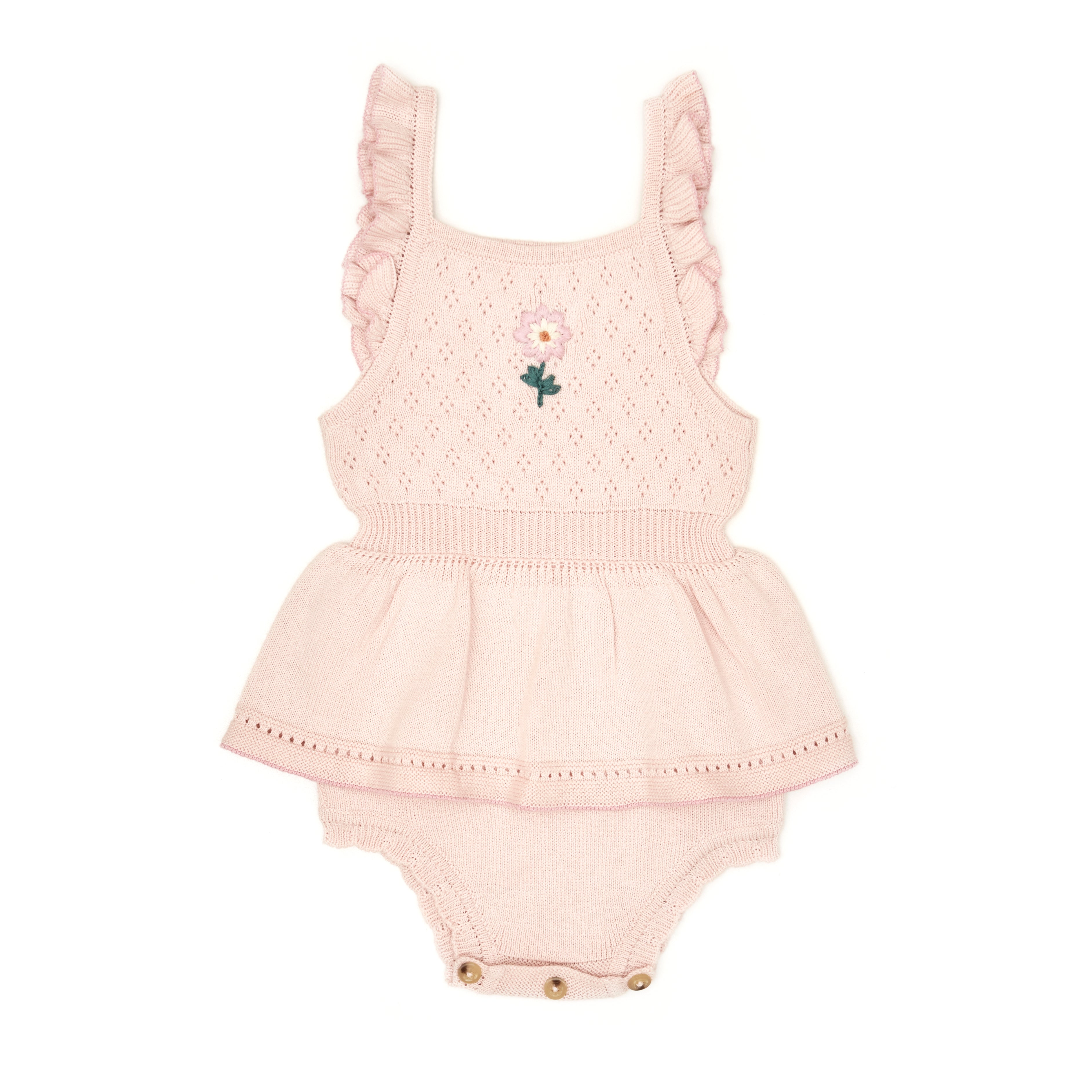 Romper Bordado Rosado de Algodón pima