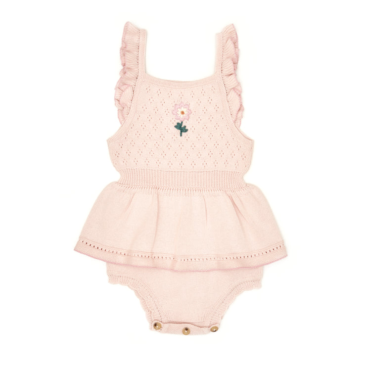 Romper Bordado Rosado de Algodón pima