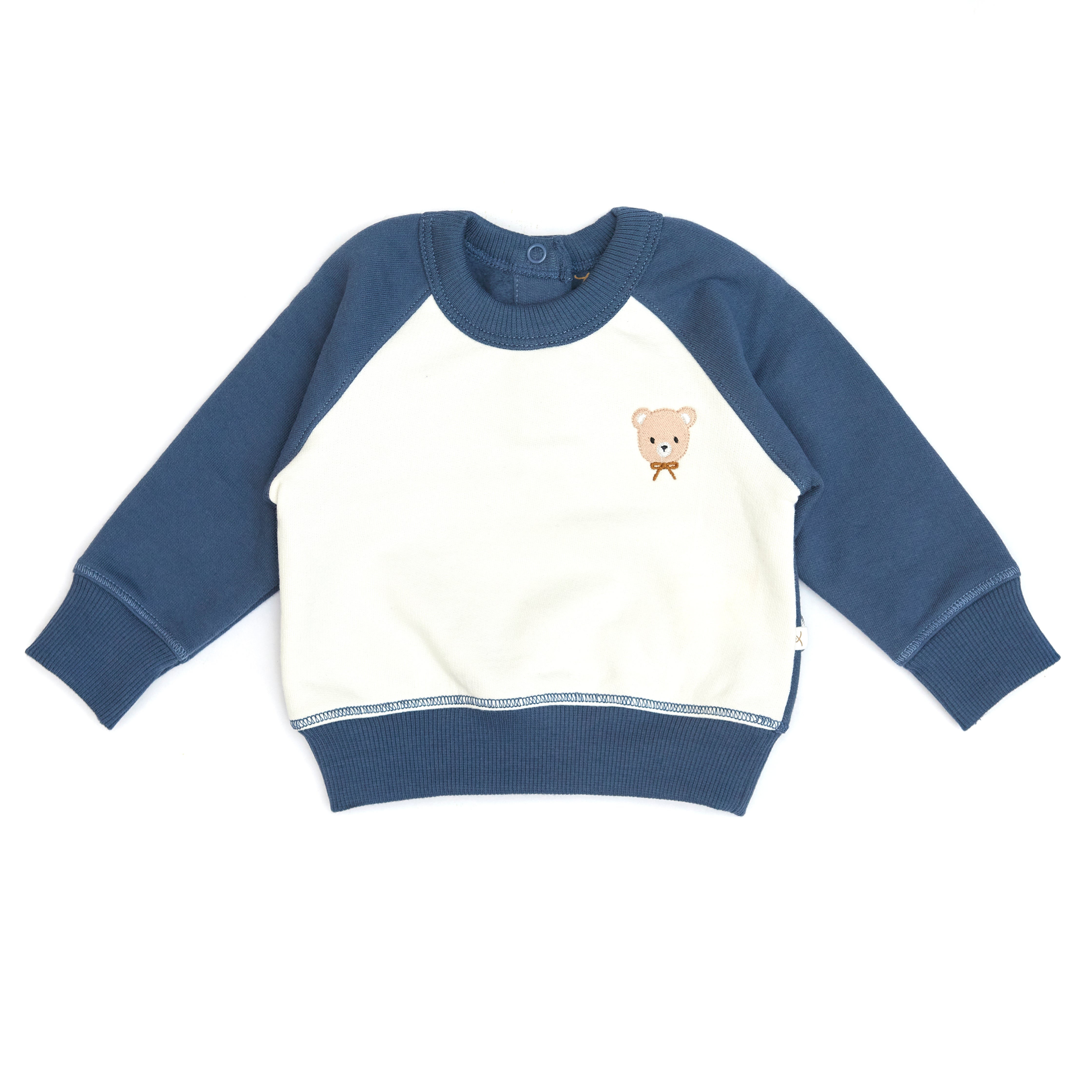 Conjunto 2 PCS Polera + Buzo Perla & Azul de Algodón Franelado