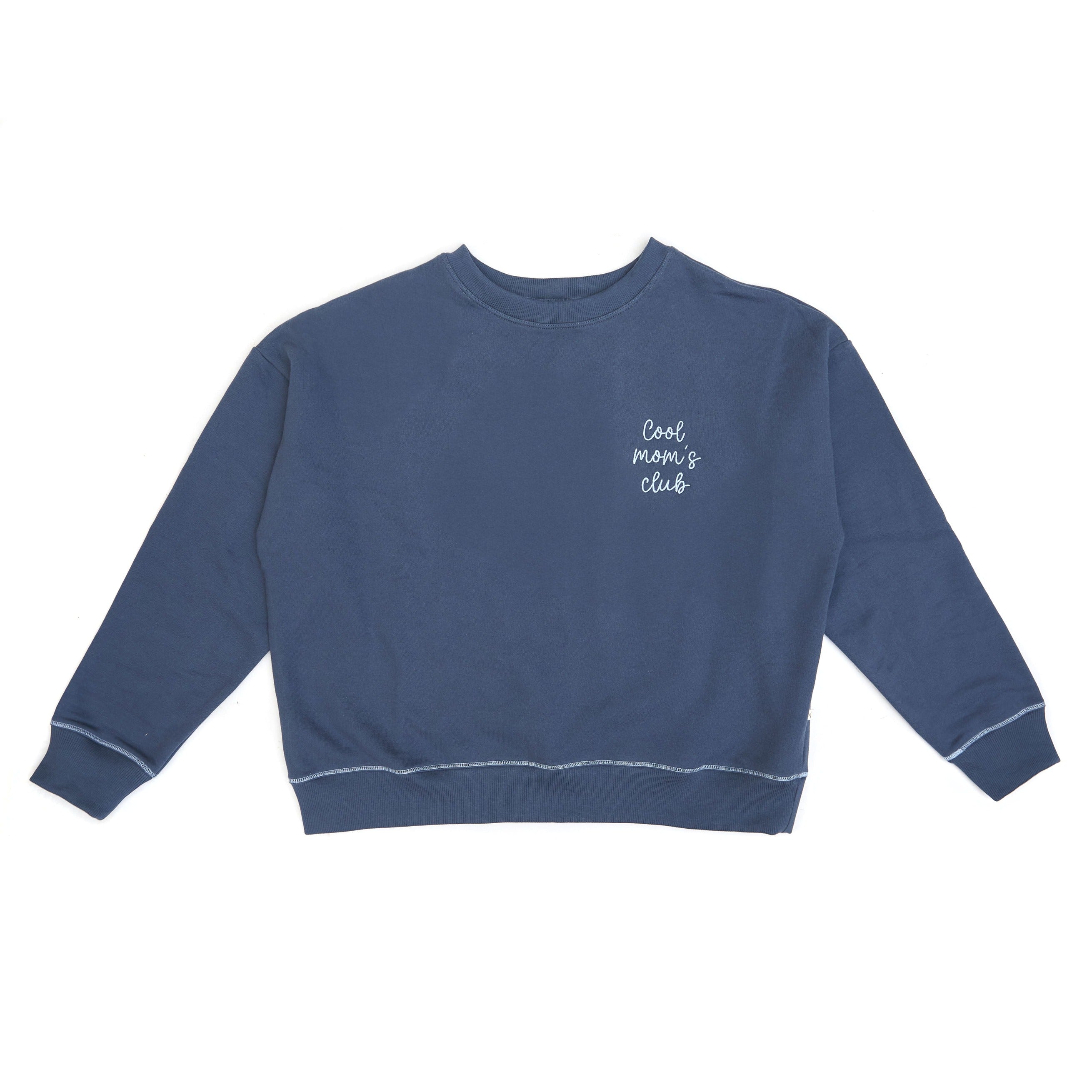 Polera Oversize Mamá Azul de algodón franelado