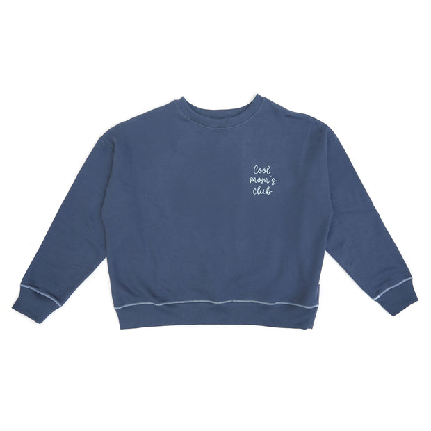 Polera Oversize Mamá Azul de algodón franelado