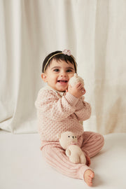 Set tejido Sweater Cuello Bebe + Leggin Rosado de algodón
