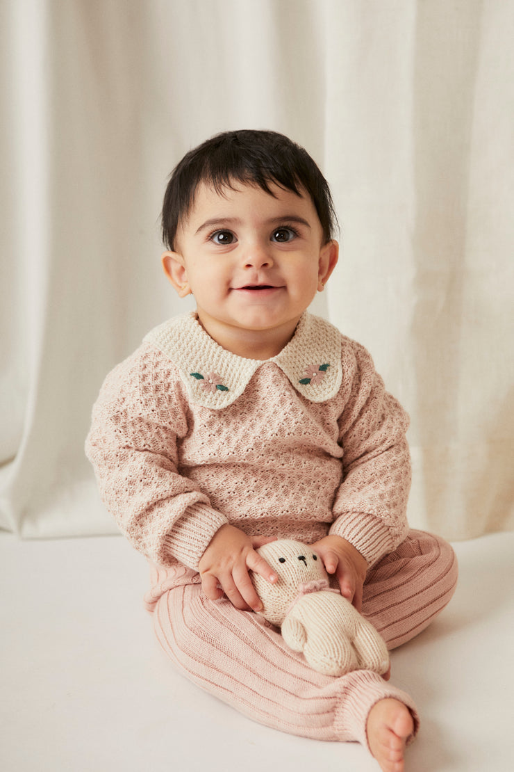 Set tejido Sweater Cuello Bebe + Leggin Rosado de algodón