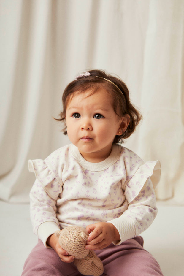 Set Polera Bobo + Buzo Perla Flores Lila de Algodón franelado