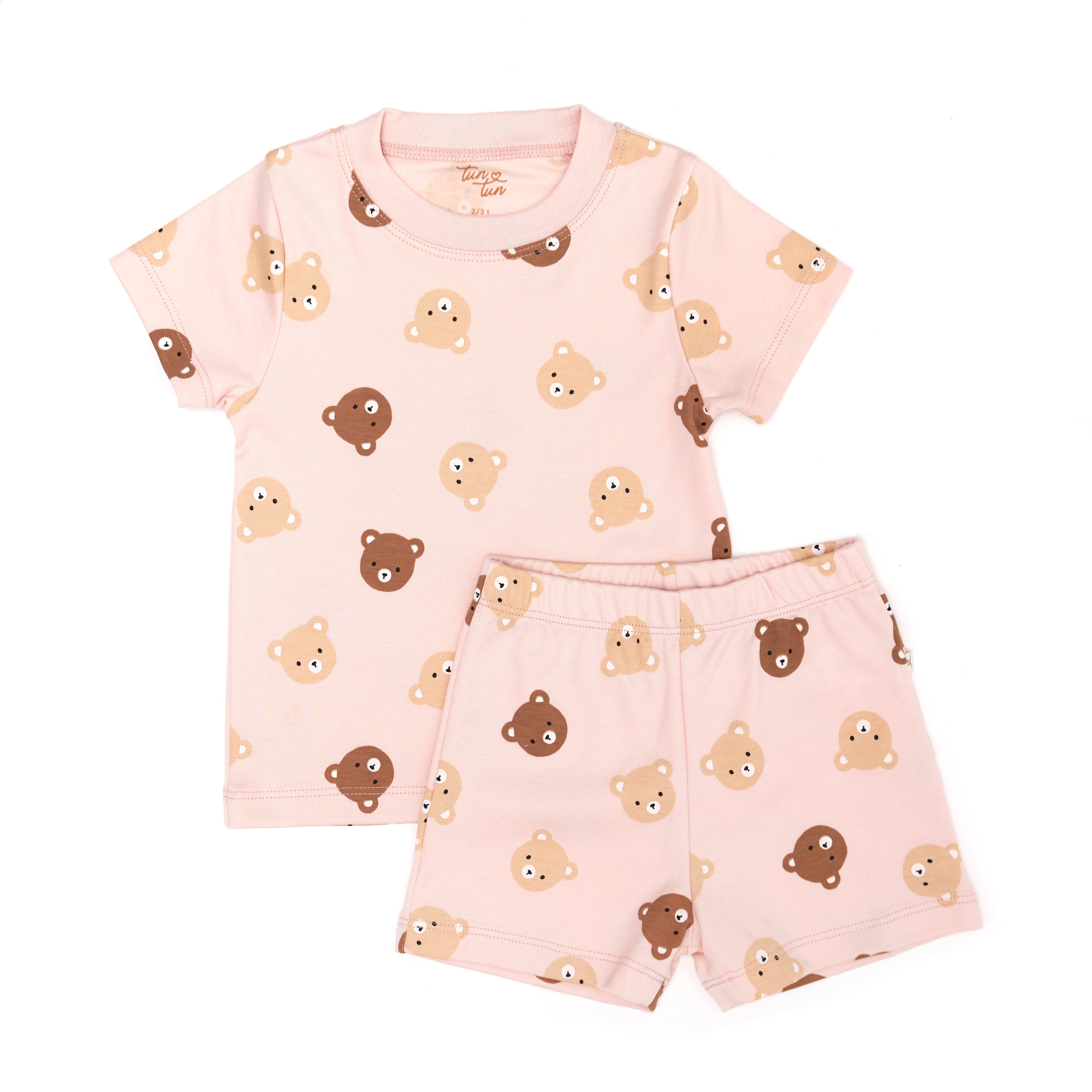 Pijama short algodón pima Rosado osos