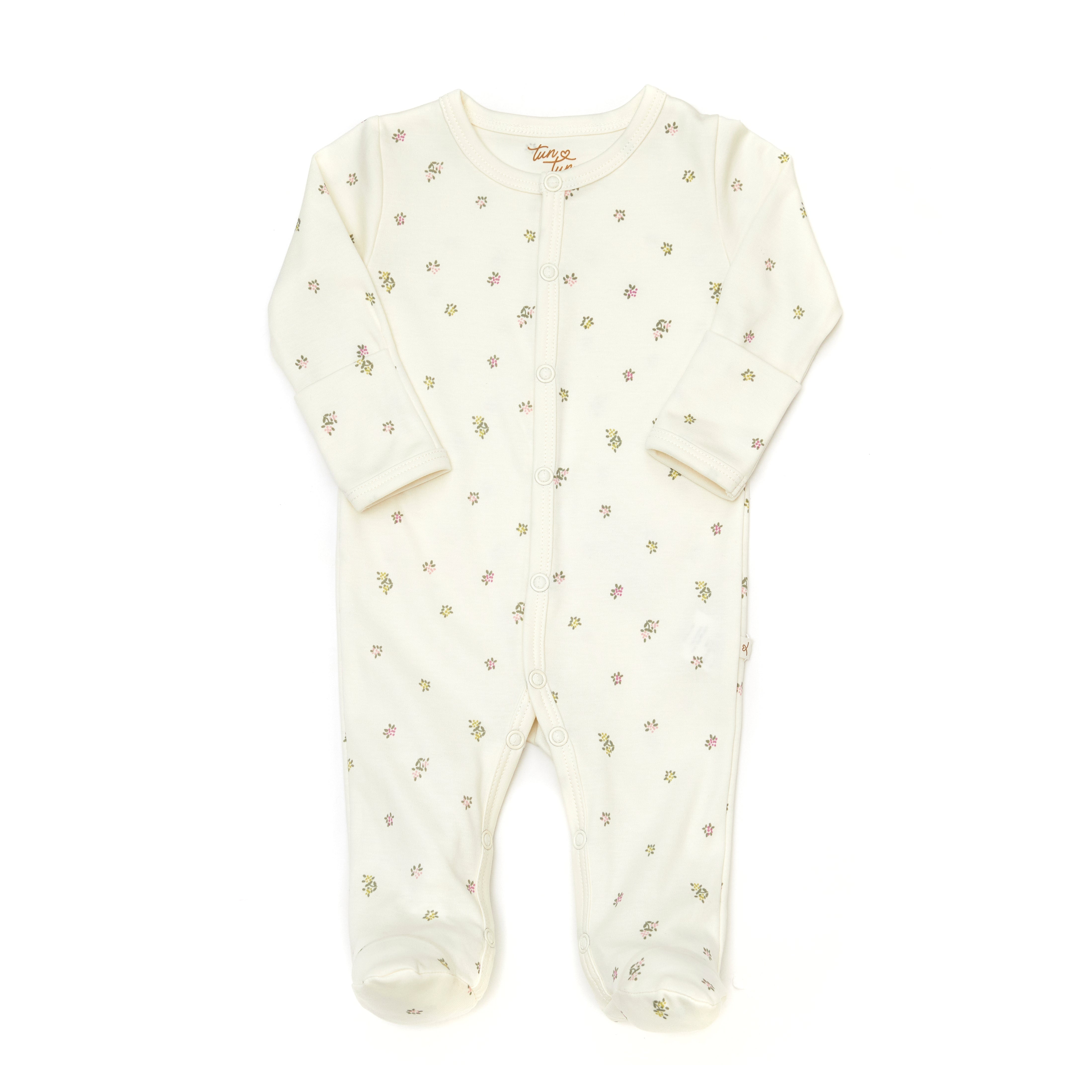 Enterizo Broches Perla Florecitas de Algodón Pima