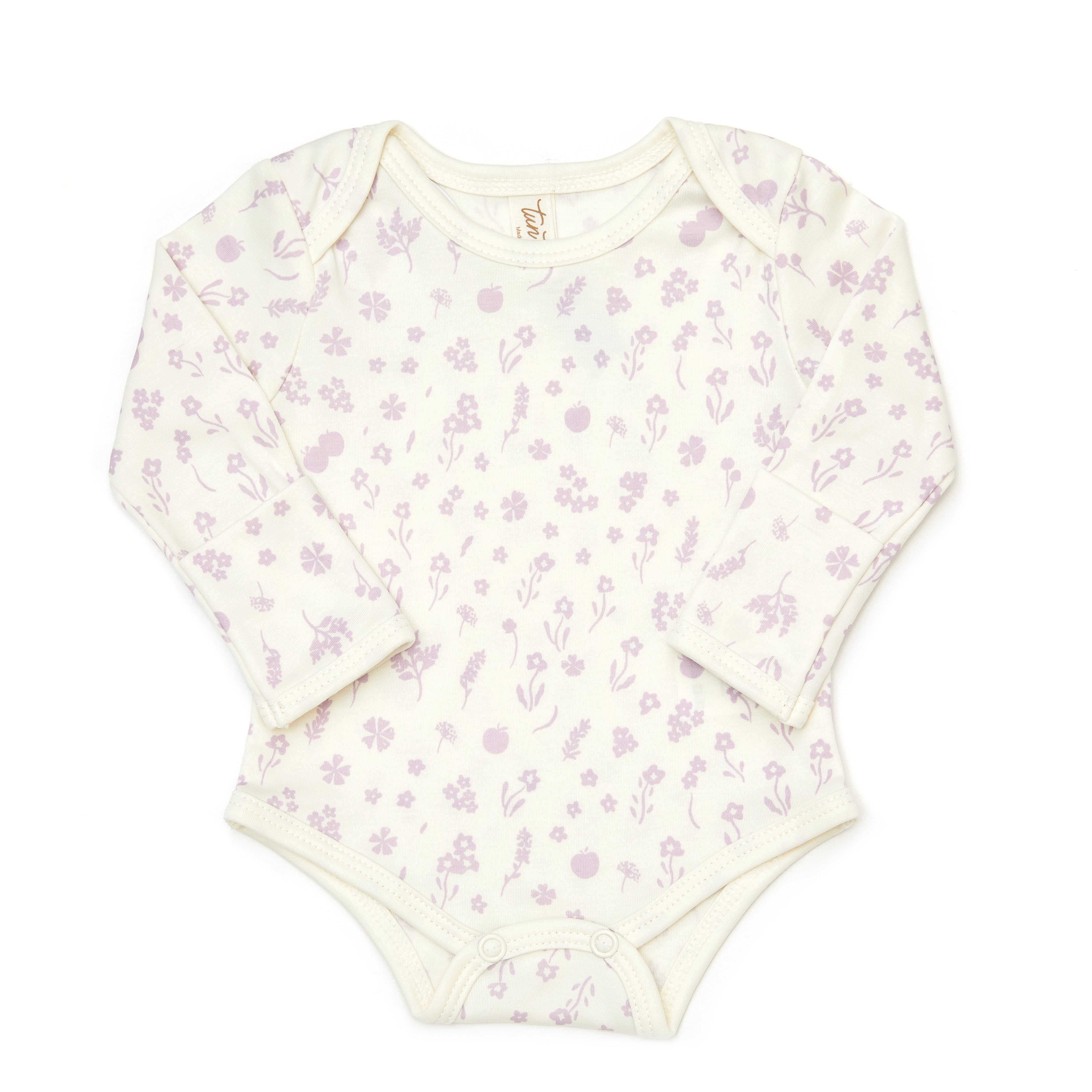 Conjunto 2 PCS Body + Pantalon Perla Flores Lila de Algodón Pima