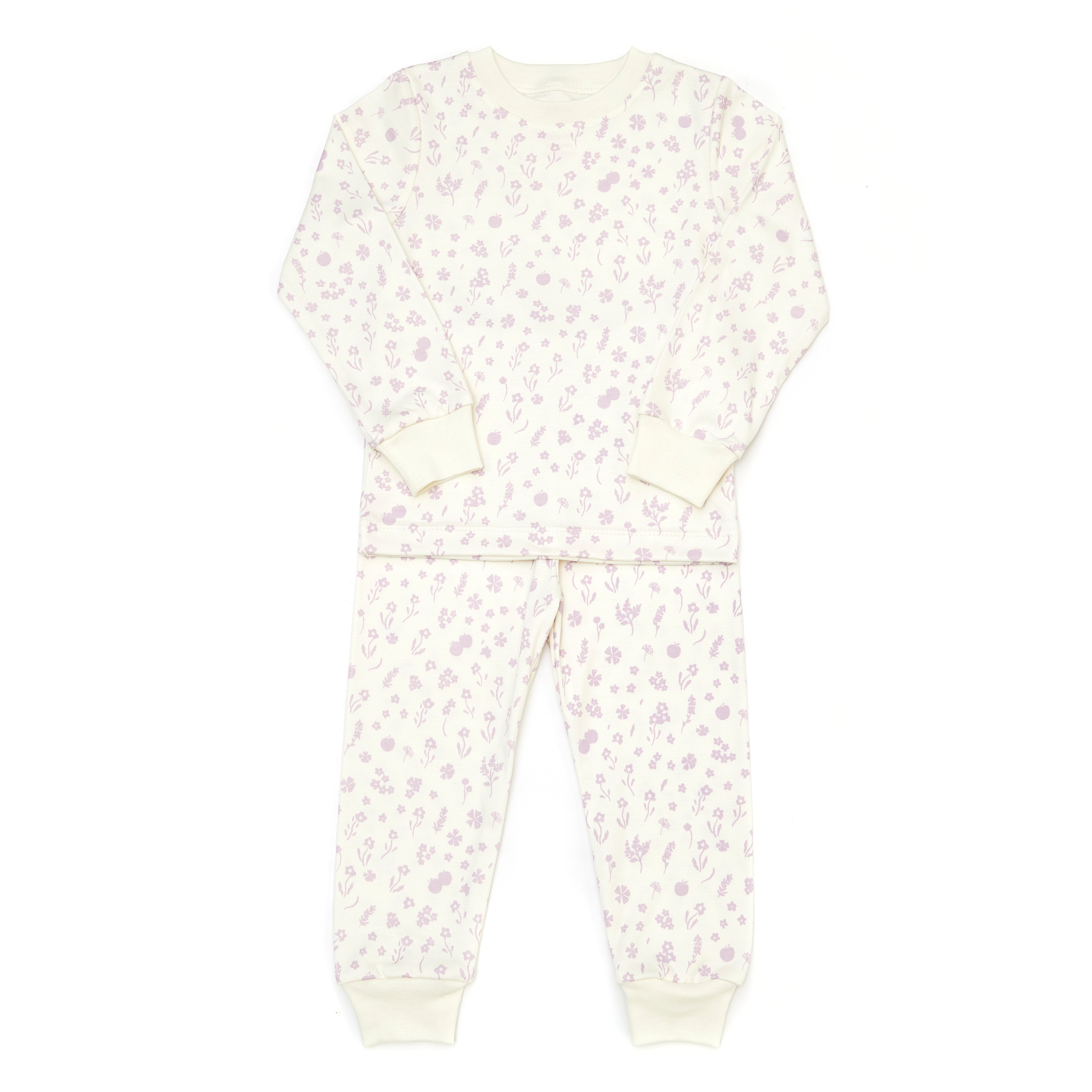 Pijama Polo ML + Pant Perla Flores Lila de Algodón Pima