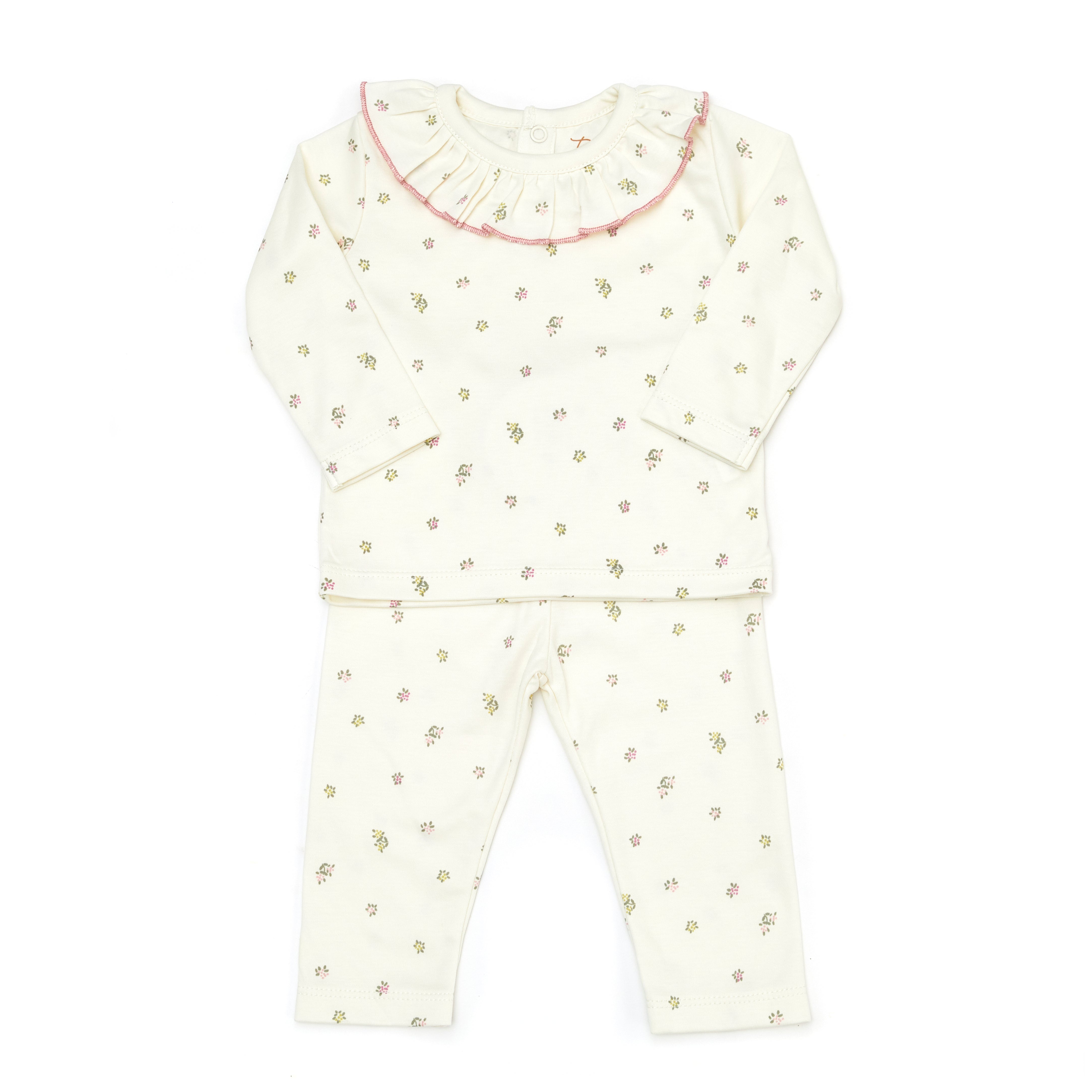 Conjunto 2 PCS Polo Bobo + Pant Perla Flores de Algodón Pima