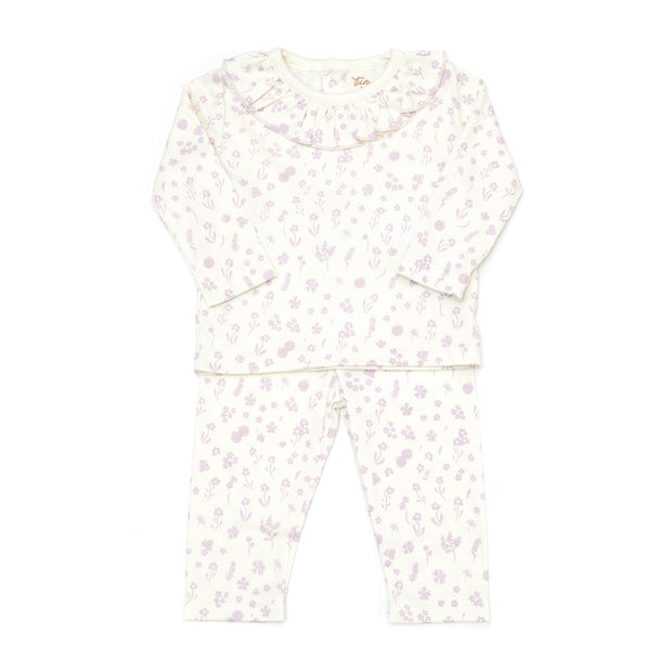 Set Polo Bobo + Pant Perla Flores Lila