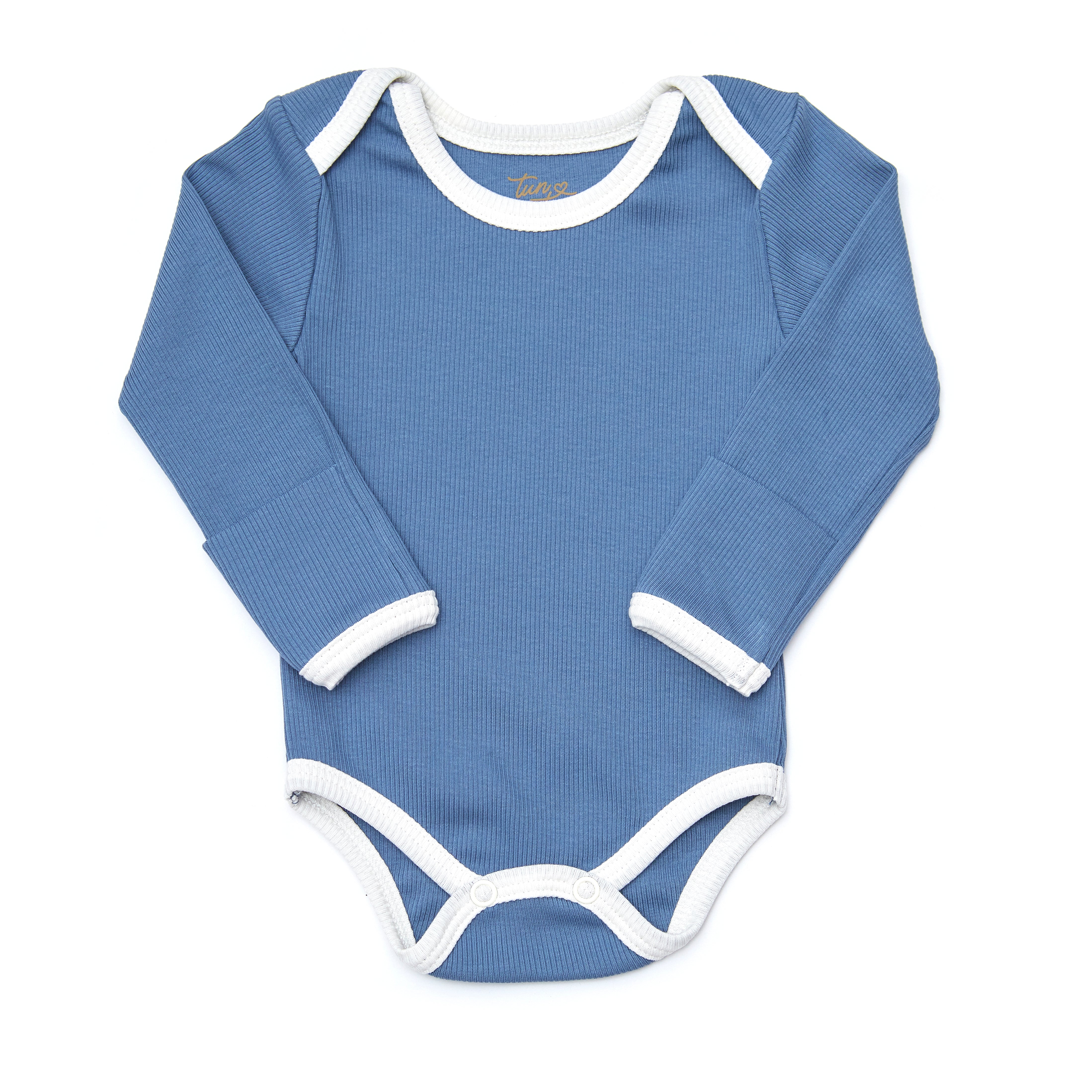 Body Traslapado Azul de algodón rib