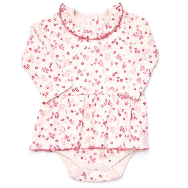 Body Faldita Rib Rosado Flores
