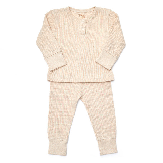 Set Top Manga larga + Pantalon Waffle Caramelo