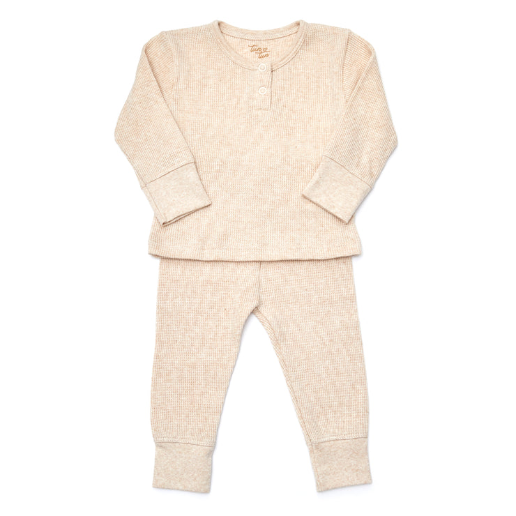 Set Top Manga larga + Pantalon Waffle Caramelo
