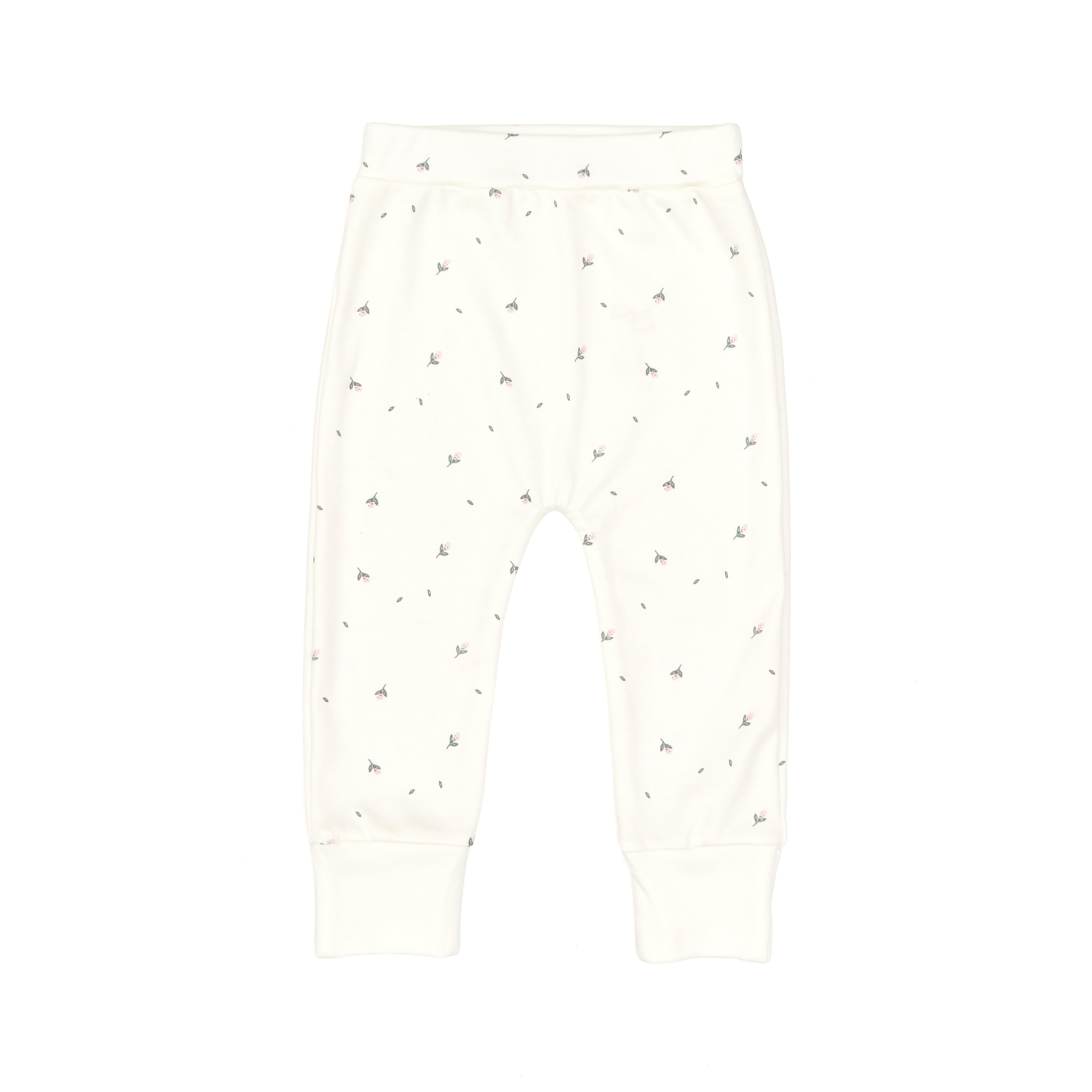 Pantalon Mitones Crema flores de Algodón pima