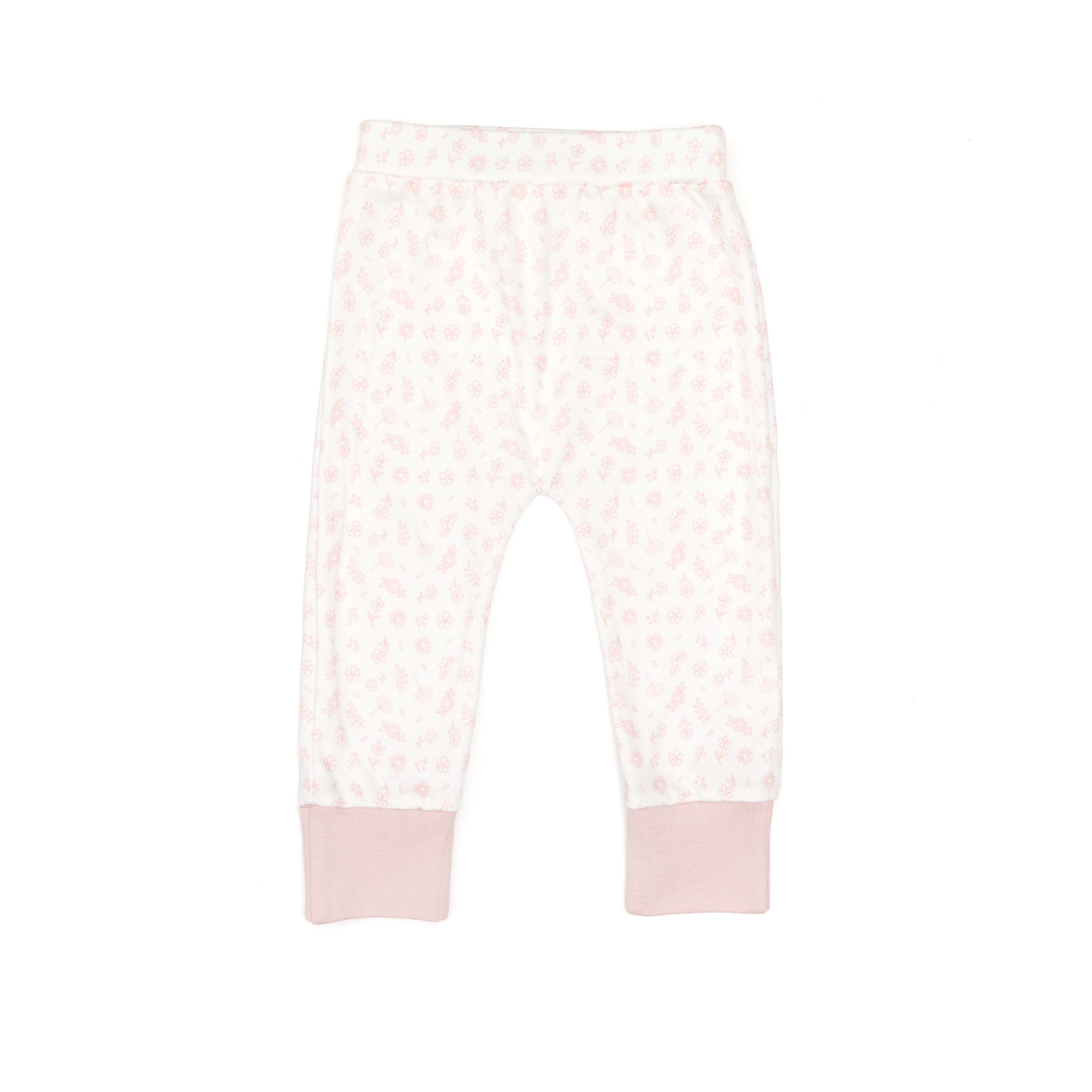Pantalon Mitones Perla flores rosadas de Algodón pima