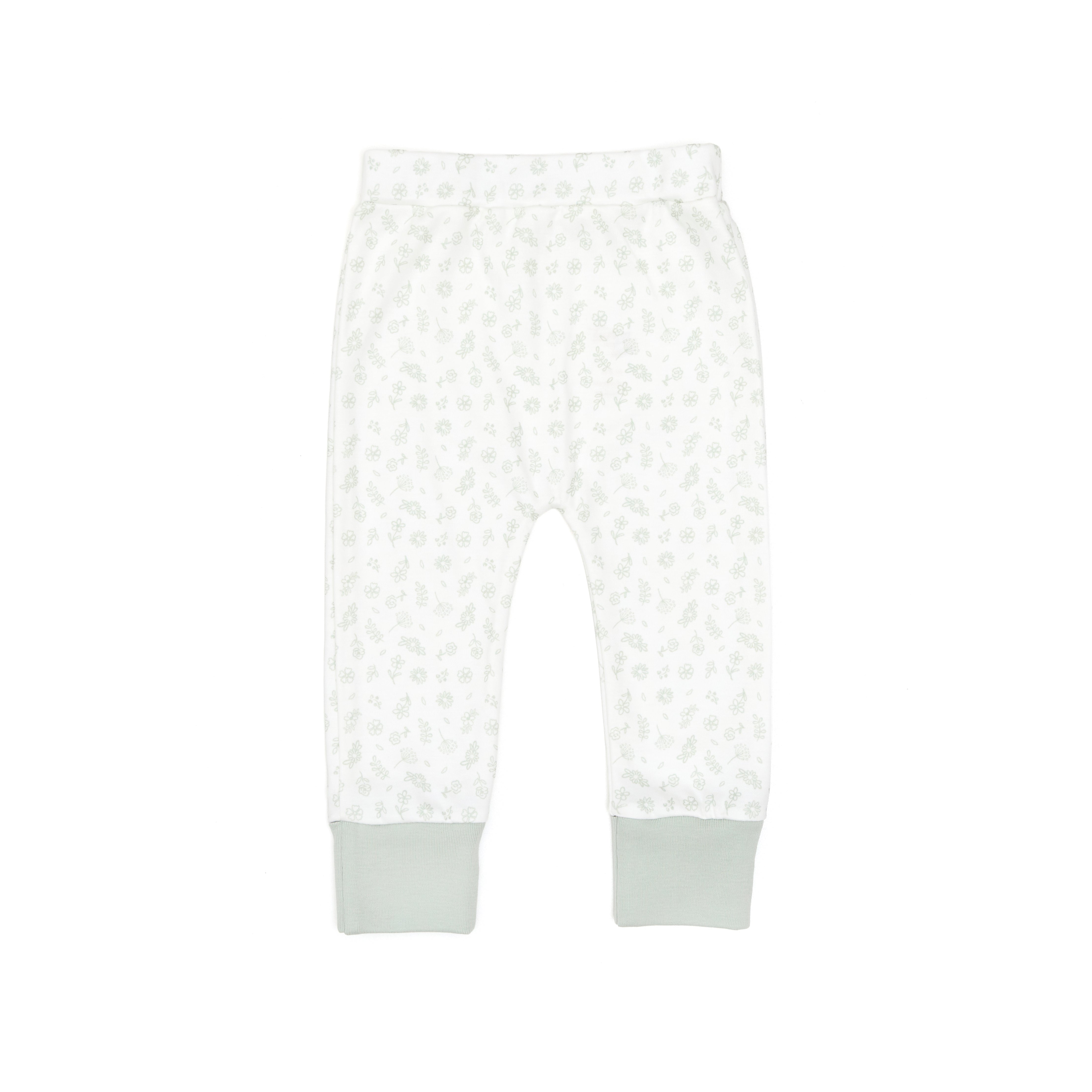 Pantalon Mitones Perla flores verdes de Algodón pima
