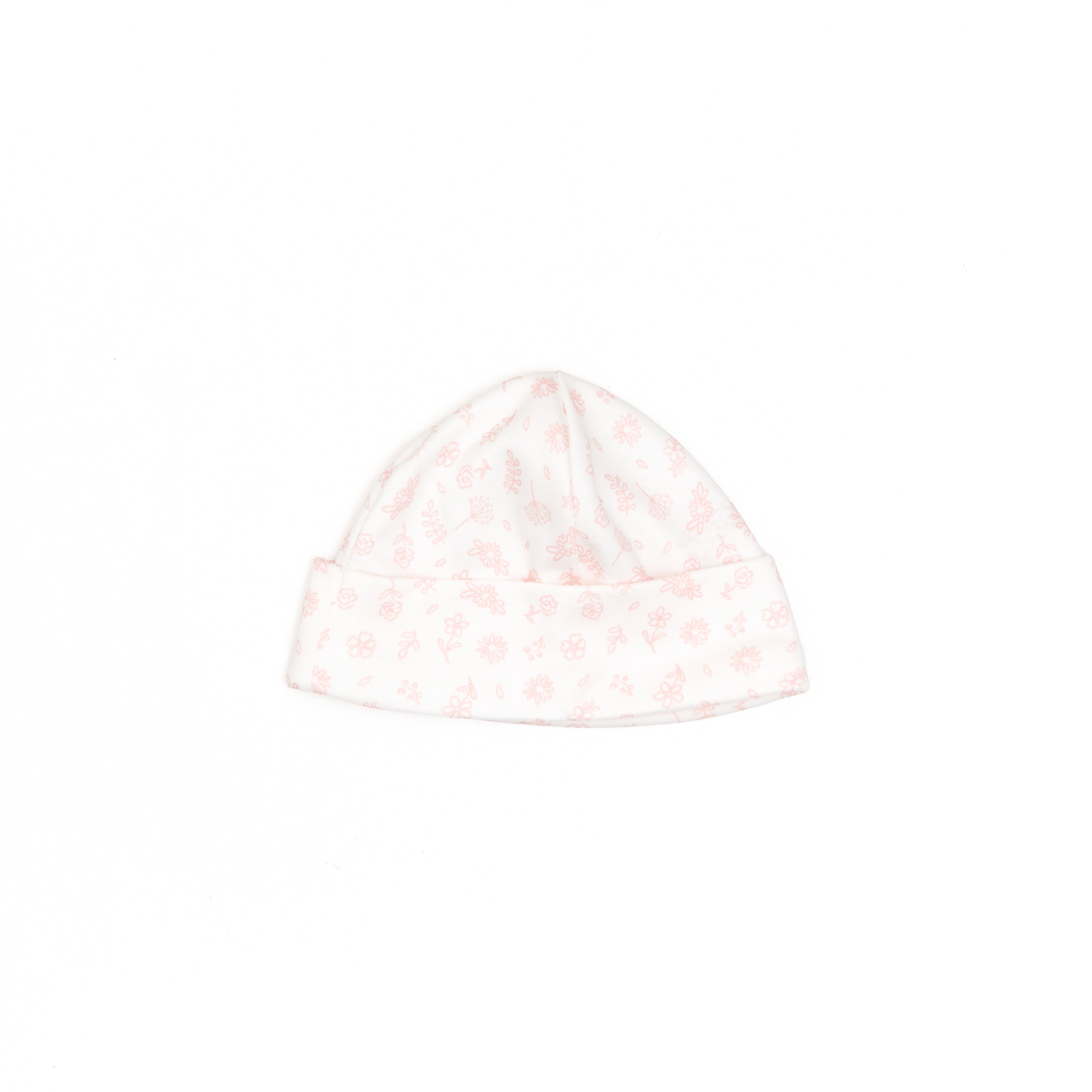 Set 3 Pcs Kimono + Pant + Gorro Perla Flores Rosadas de Algodón pima