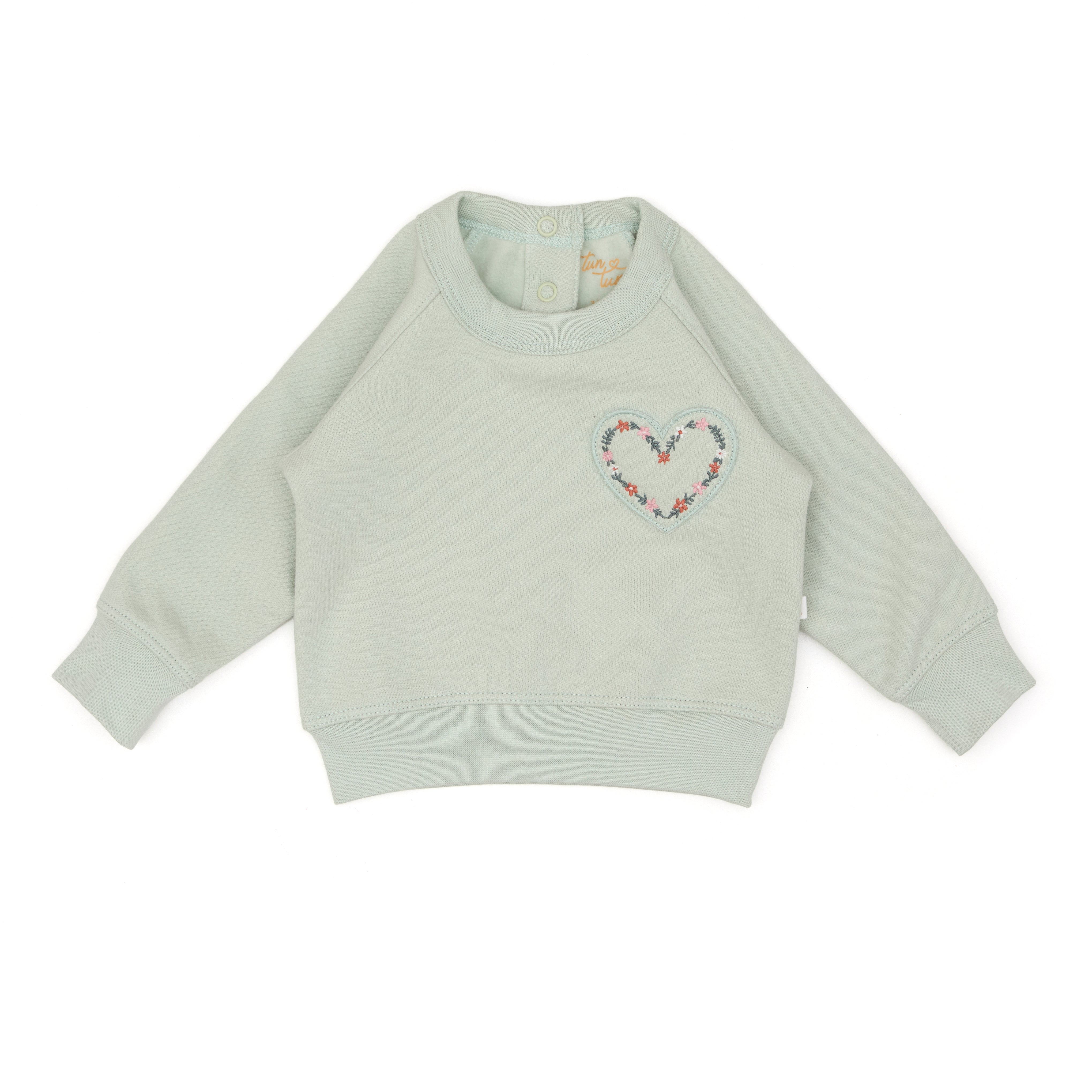 Conjunto 2pcs Polera Corazon + Buzo Verde de Algodón afranelado