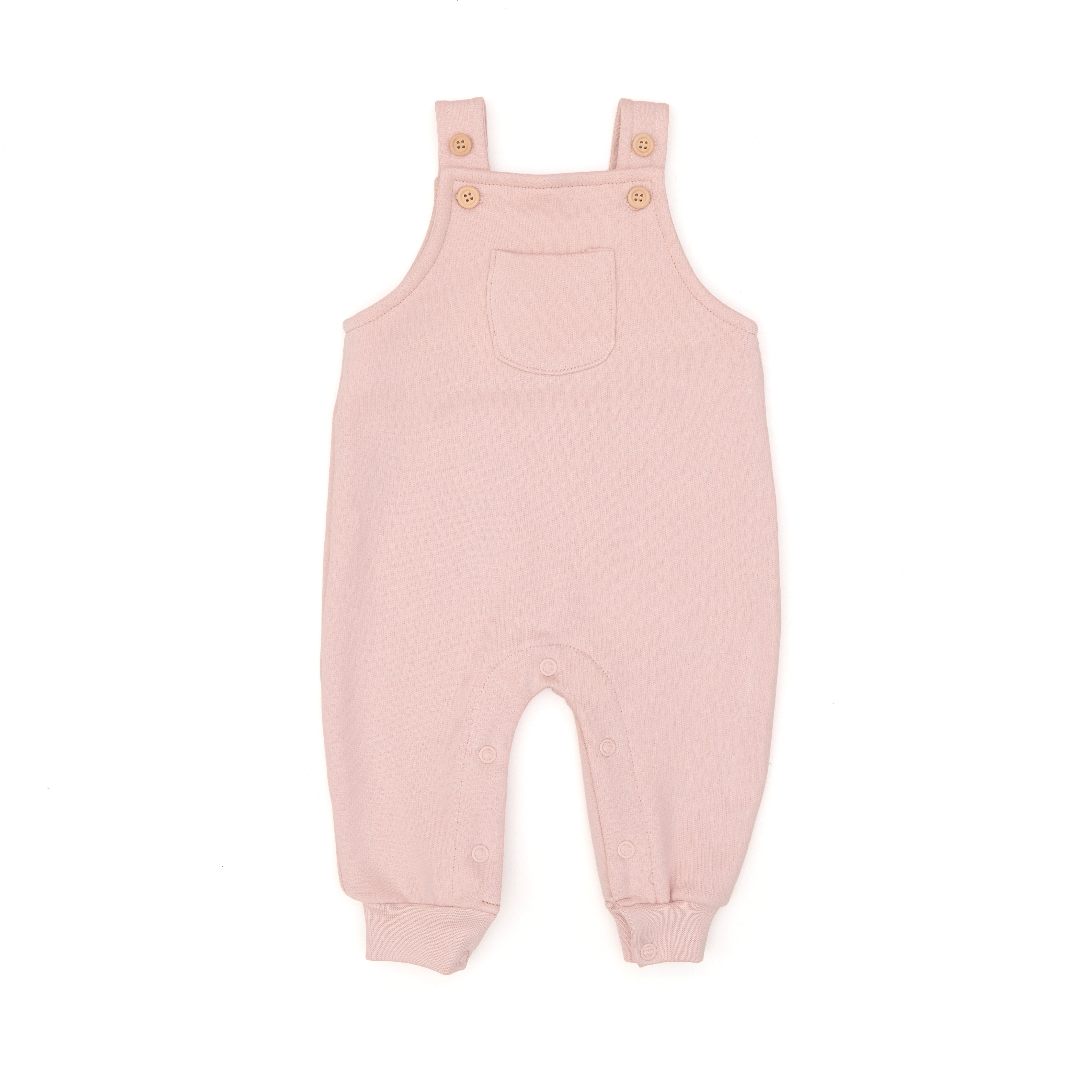 Set 2pcs Body Bobo Algodón Rib + Overall Algodón afranelado Perla Flores / Rosado