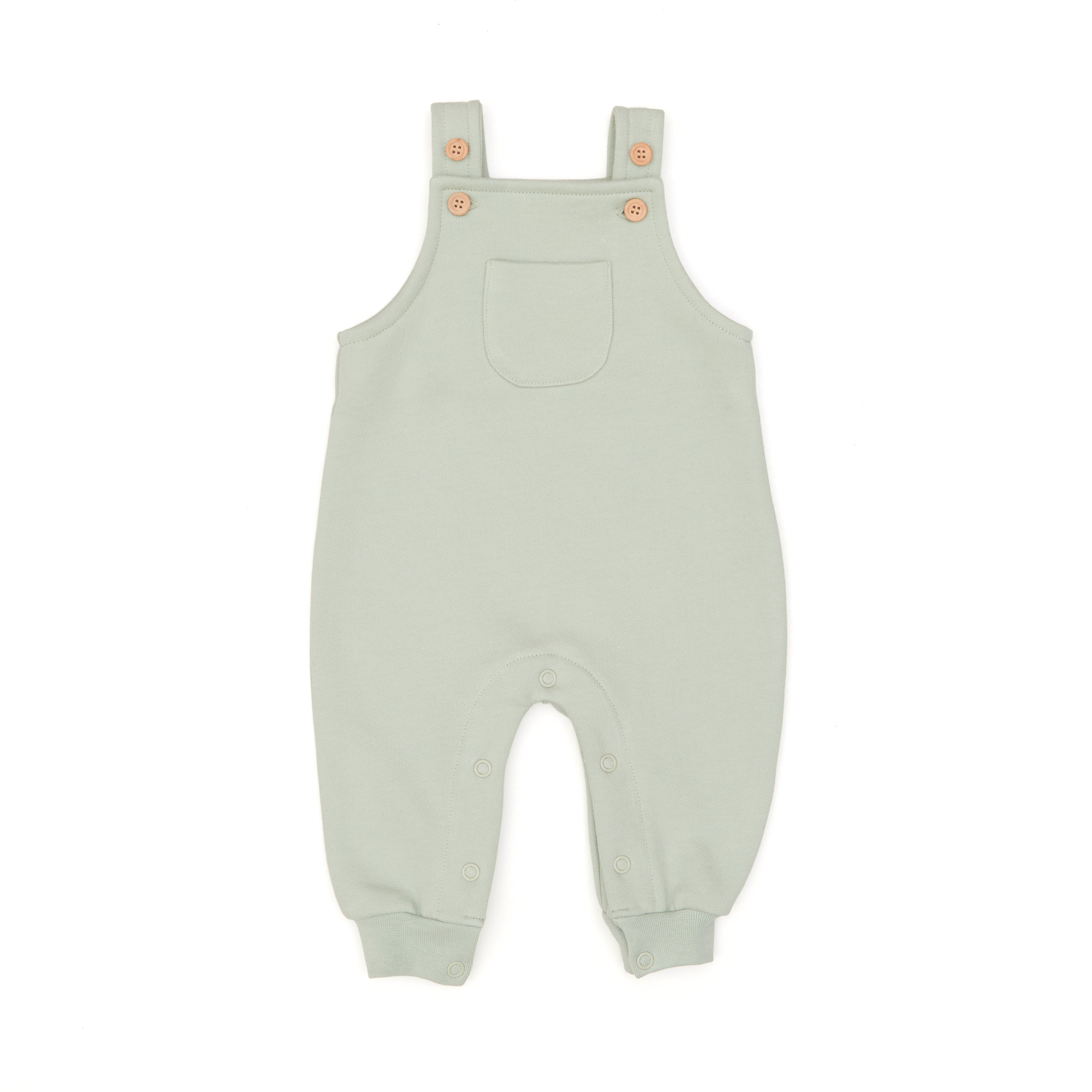Set 2 pcs Body Algodón Rib + Overall Algodón afranelado Copos De Nieve / Verde