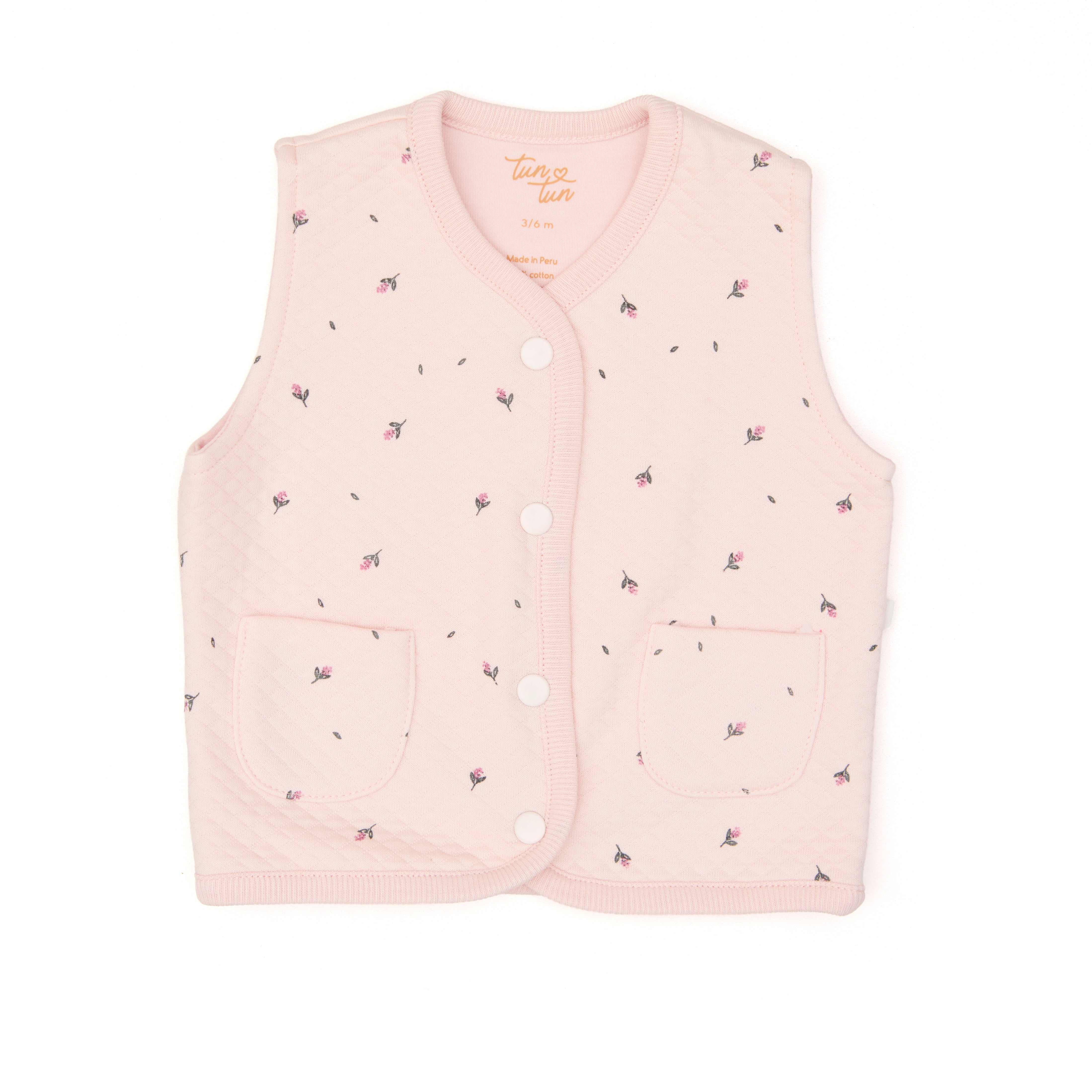 Conjunto de 2pcs Chaleco + Pant de Algodón Jacquard Rosado Flores