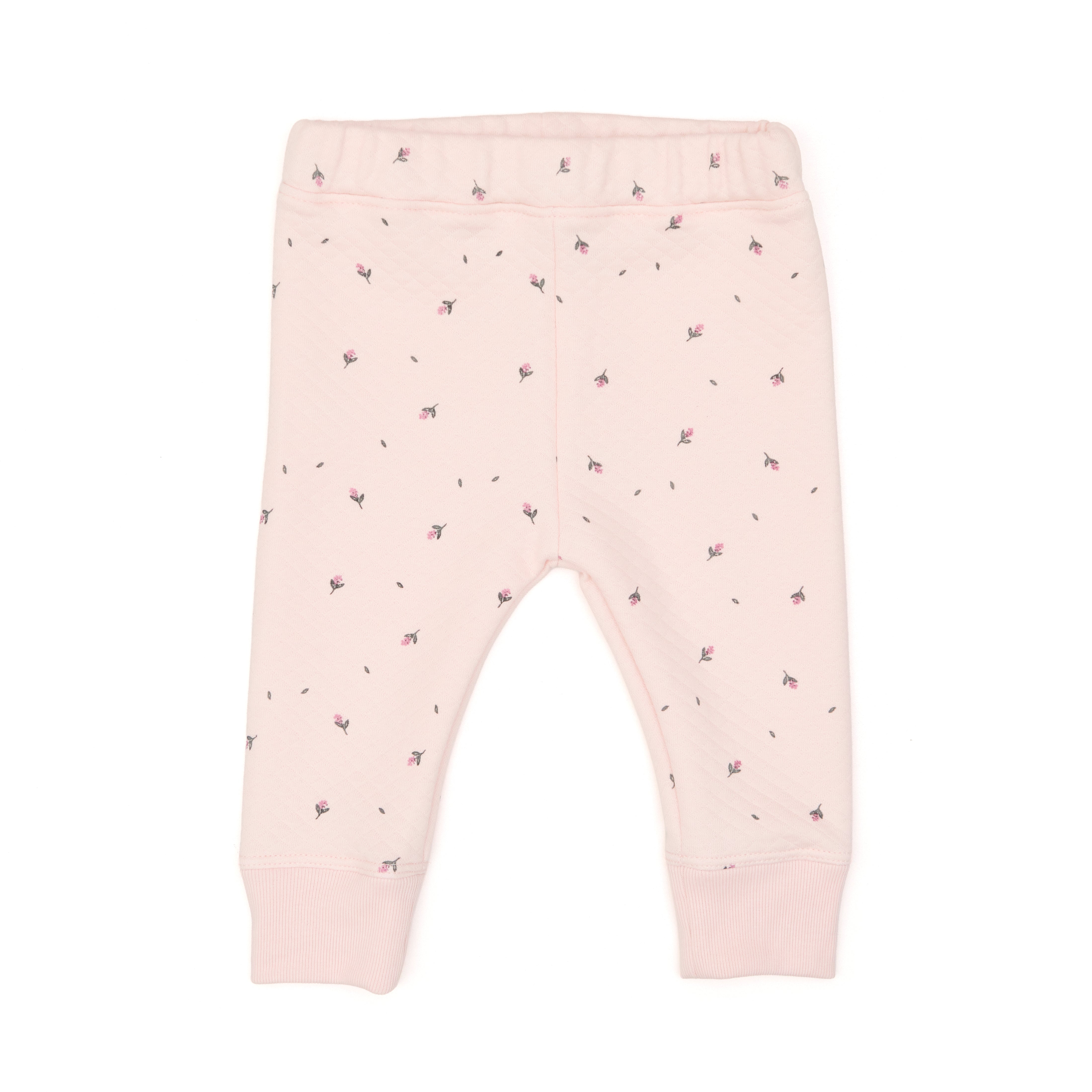 Conjunto 2pcs Chaqueta Cuello Bebe + Pant de Algodón Jacquard Rosado Flores