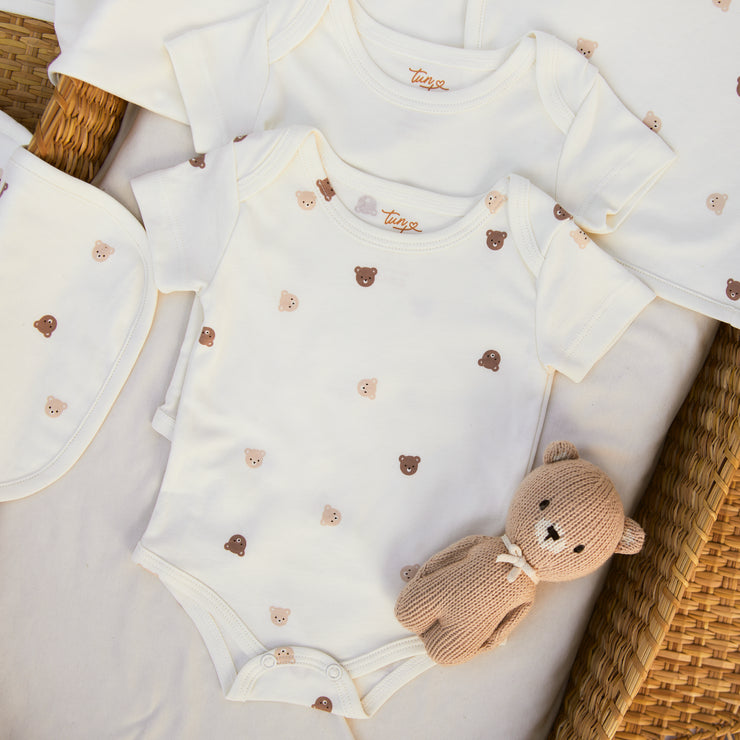 Set Bodys 2 Pcs  Perla/ Perla Osos de algodón pima