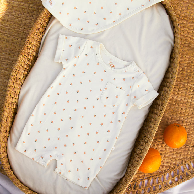 Romper Manga Corta Perla Naranjas de algodón pima