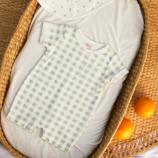 Romper Manga Corta Cuadros Verde de algodón pima