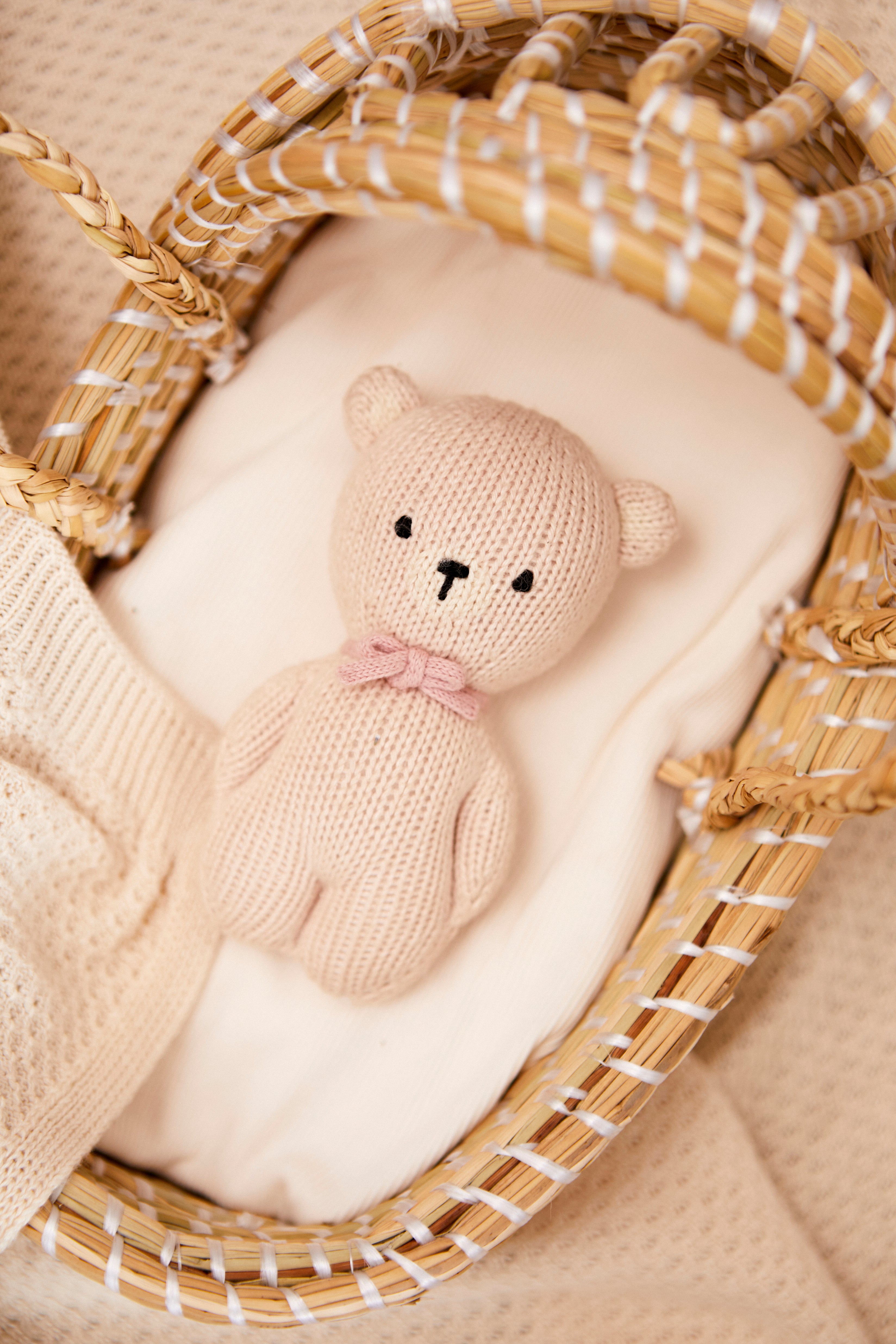 Sonaja de osito de algodon - rosado y fucsia