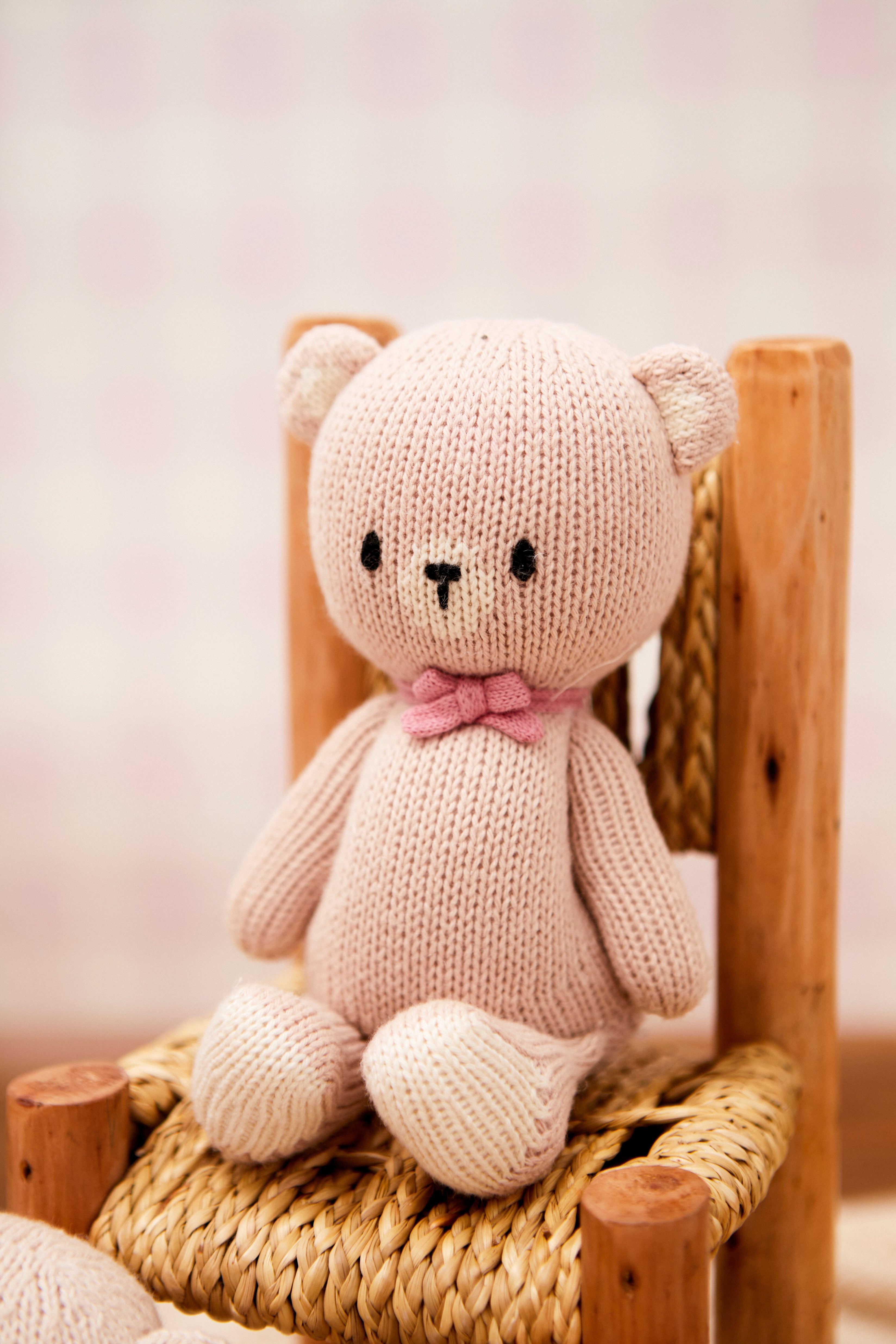 Osito Bebe de algodón tejido Rosado & Fucsia