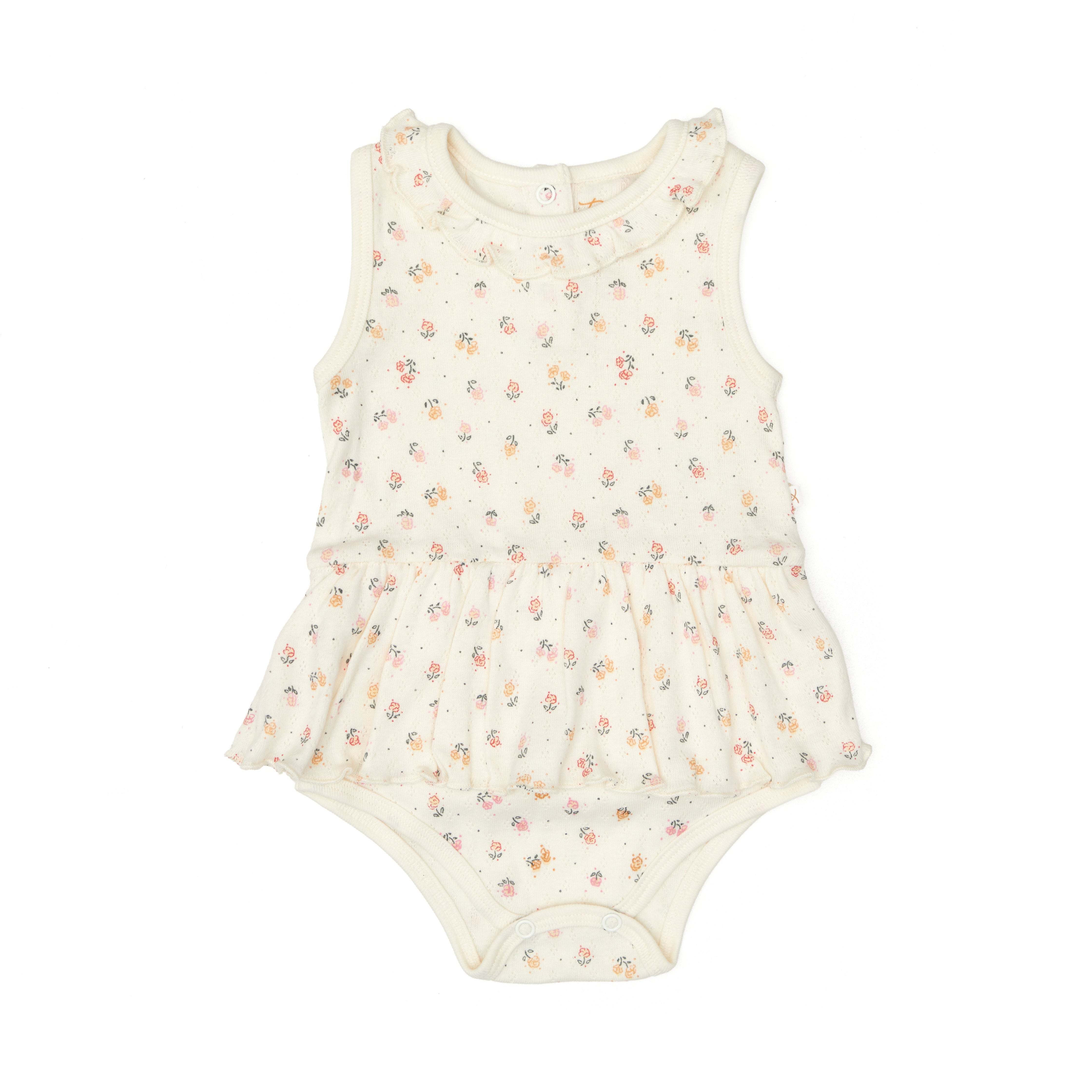 Vestido Body Pointelle Perla Flores de Algodón