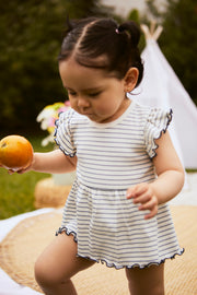 Vestido Body Perla Rayas Azul de algodón rib