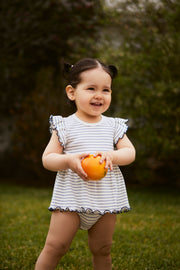 Vestido Body Perla Rayas Azul de algodón rib