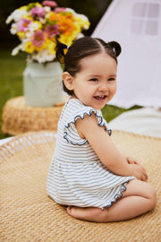 Vestido Body Perla Rayas Azul de algodón rib