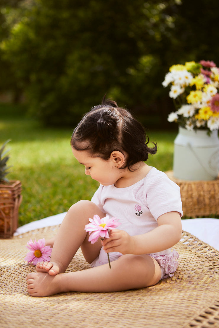 Set Body + Short Bombacho Lila/ Lila Mariposas algodón rib