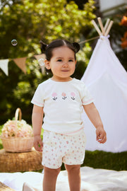 Set Tshirt + Short Perla / Flores Perla de algodón