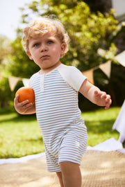 Romper Mc Short Perla Rayas Azul de algodón rib