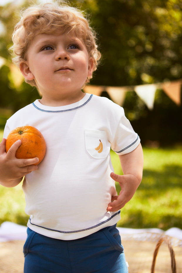 Set Polo  Bolsillo + Short Perla / Azul de algodón