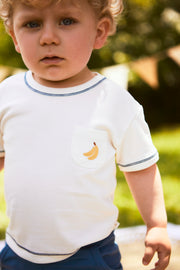 Set Polo  Bolsillo + Short Perla / Azul de algodón