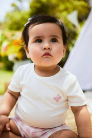 Set Tshirt + Short Perla / Cuadros Fucsia de algodón