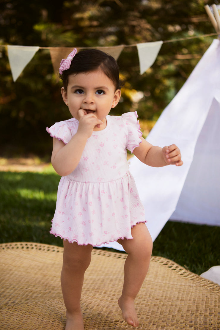 Vestido Body Lila Mariposas algodón rib