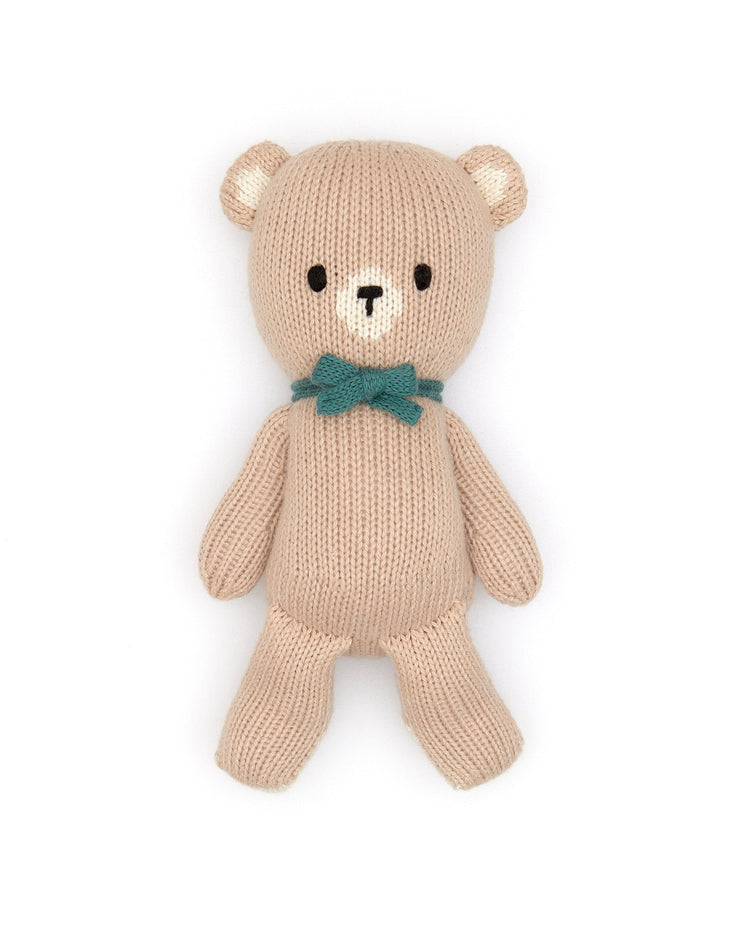 Osito de algodón tejido Beige con Verde