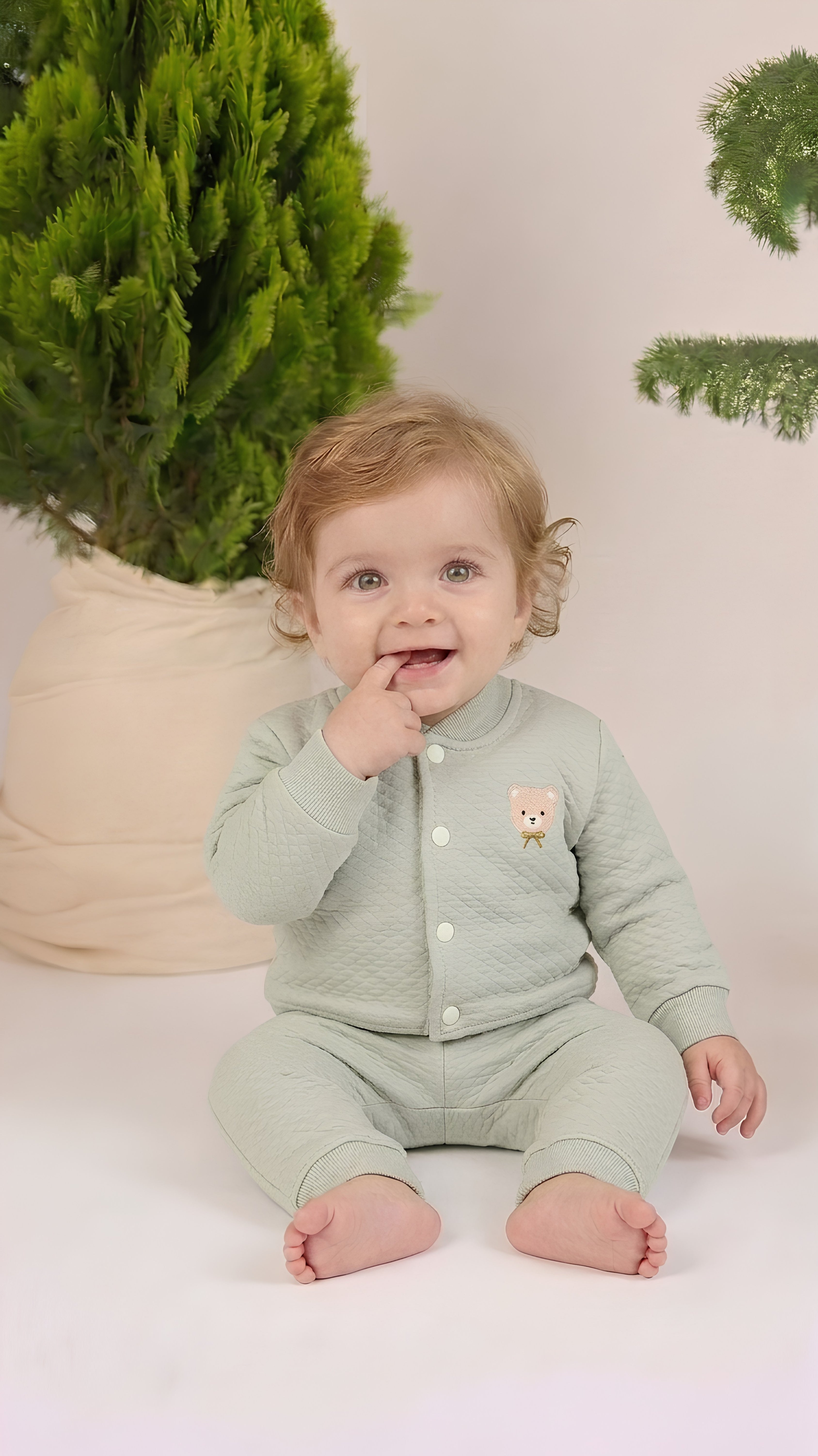 Conjunto 2pcs Chaqueta + Pantalón de Algodón Jacquard Verde