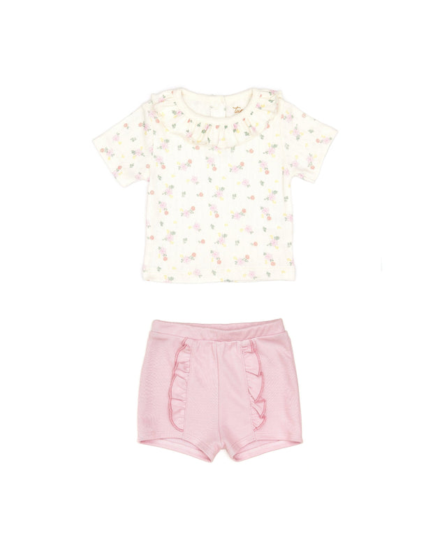 Set Polo Bobo + Short Bobo Perla flores/ Lavanda