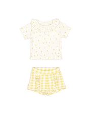 Set Polo Bobo + Short Bobo Perla limones/ Cuadros amarillos